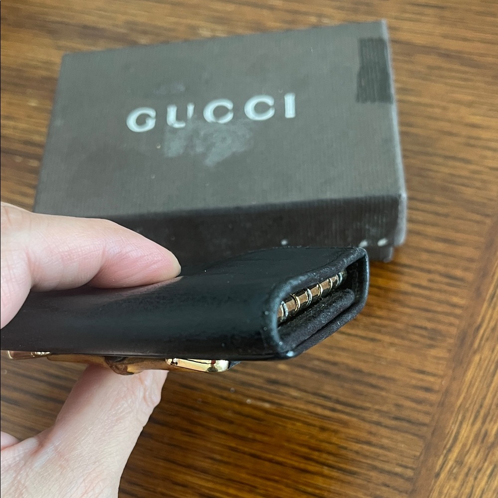 Gucci Black Leather Key Holder with Bamboo Accent - Picture 10 of 12